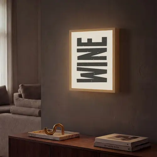 Zwart - Wijn - Decoratie - Vintage Light Box met batterij (Wandlamp) middel -sfeer1