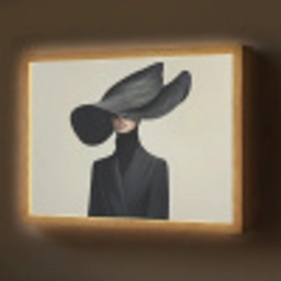 Zwart - Vrouw - Hoed Light Box met batterij (Wandlamp) middel -z3d_website