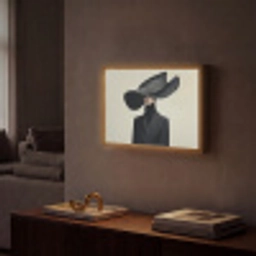Zwart - Vrouw - Hoed Light Box met batterij (Wandlamp) middel -sfeer1