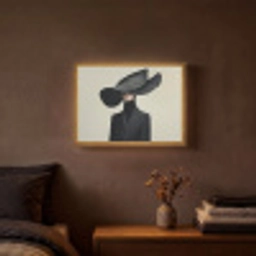 Zwart - Vrouw - Hoed Light Box met batterij (Wandlamp) middel -sfeer4