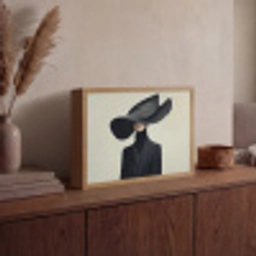Zwart - Vrouw - Hoed Light Box met batterij (Wandlamp) middel -sfeer2