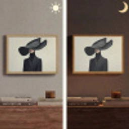 Zwart - Vrouw - Hoed Light Box met batterij (Wandlamp) middel -sfeer3