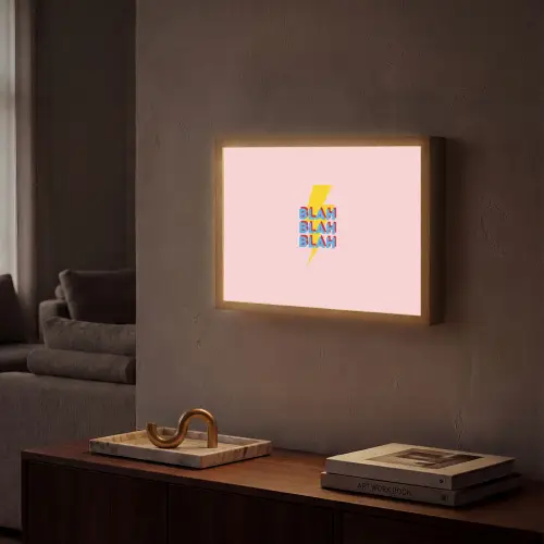 Blah - Bliksem - Roze Light Box met batterij (Wandlamp) middel -sfeer1