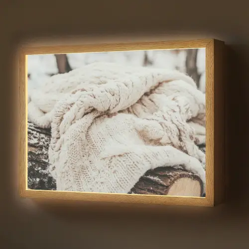 Deken - Wit - Boomstronk - Winter - Sneeuw Light Box met batterij (Wandlamp) middel -z3d_website