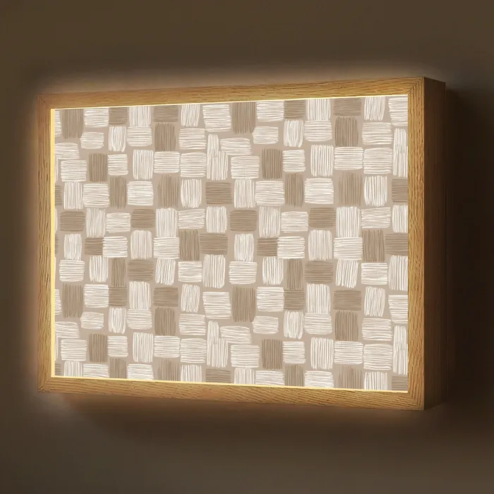 Blok - Patroon - Bruin Light Box met batterij (Wandlamp) middel 907 -z3d_website