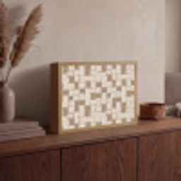 Blok - Patroon - Bruin Light Box met batterij (Wandlamp) middel 907 -sfeer2