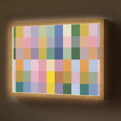 Blokken - Vierkant - Patroon - Gekleurd Light Box met batterij (Wandlamp) middel -z3d_website