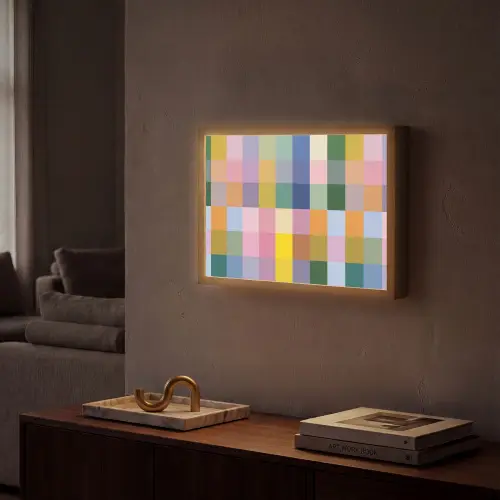 Blokken - Vierkant - Patroon - Gekleurd Light Box met batterij (Wandlamp) middel -sfeer1