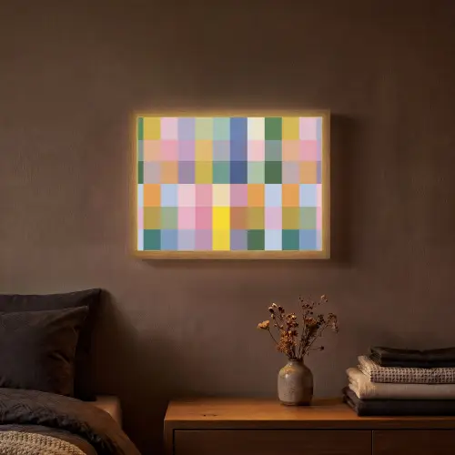 Blokken - Vierkant - Patroon - Gekleurd Light Box met batterij (Wandlamp) middel -sfeer4
