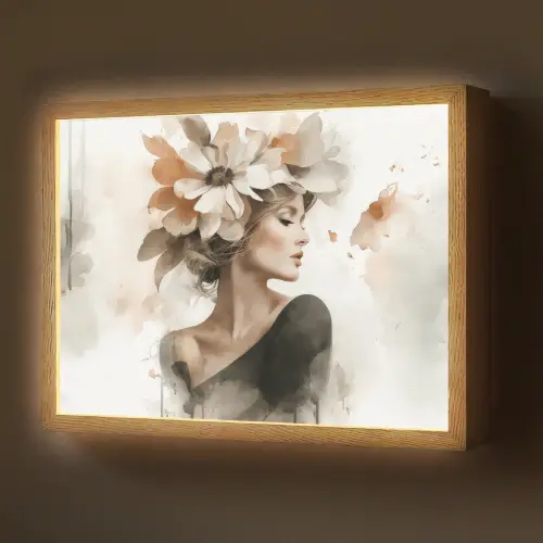 Bloesem - Portret - Gezicht Light Box met batterij (Wandlamp) middel -z3d_website