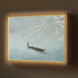 Bloesems - Minimalistisch - Wateroppervlak - Boot Light Box met batterij (Wandlamp) middel -z3d_website