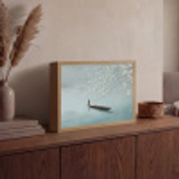 Bloesems - Minimalistisch - Wateroppervlak - Boot Light Box met batterij (Wandlamp) middel -sfeer2