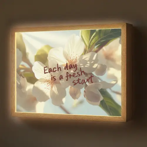 Bloesems - Zonlicht - Quote - Wit Light Box met batterij (Wandlamp) middel -z3d_website