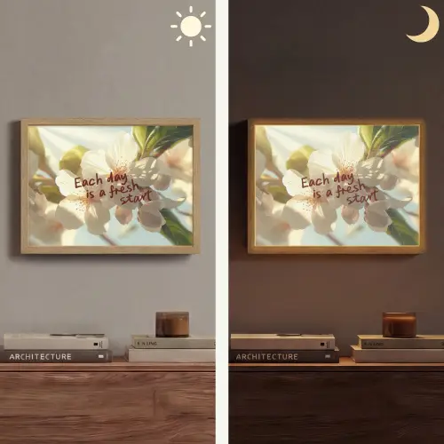 Bloesems - Zonlicht - Quote - Wit Light Box met batterij (Wandlamp) middel -sfeer3