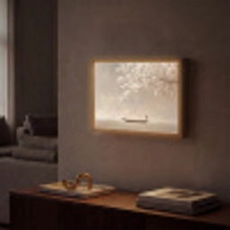 Bloesems - Wit - Boot - Minimalistisch Light Box met batterij (Wandlamp) middel -sfeer1