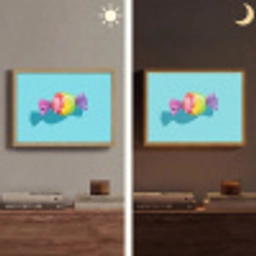 Blauw - Snoep - Regenboog Light Box met batterij (Wandlamp) middel -sfeer3