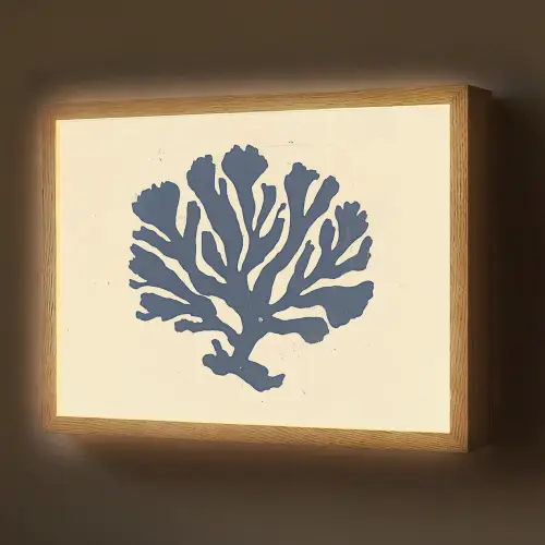Blauw koraal - Vertakkingen - Beige Light Box met batterij (Wandlamp) middel -z3d_website