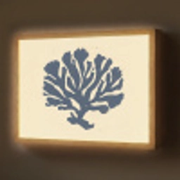 Blauw koraal - Vertakkingen - Beige Light Box met batterij (Wandlamp) middel -z3d_website