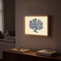 Blauw koraal - Vertakkingen - Beige Light Box met batterij (Wandlamp) middel -sfeer1