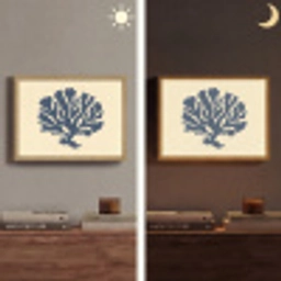Blauw koraal - Vertakkingen - Beige Light Box met batterij (Wandlamp) middel -sfeer3