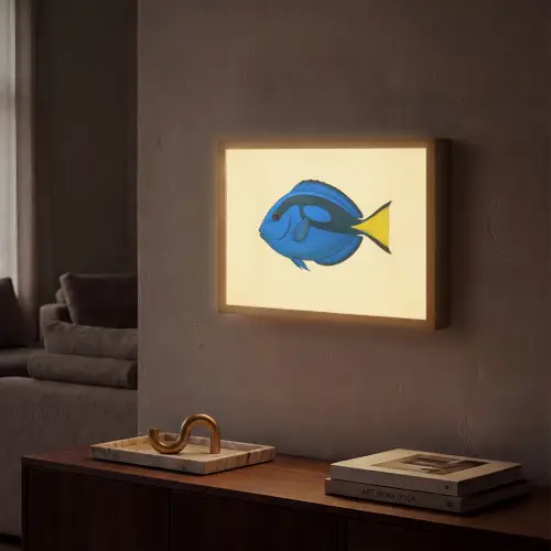 Blauw - Dory - Vis - Staartvin Light Box met batterij (Wandlamp) middel -sfeer1