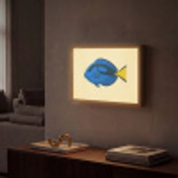 Blauw - Dory - Vis - Staartvin Light Box met batterij (Wandlamp) middel -sfeer1
