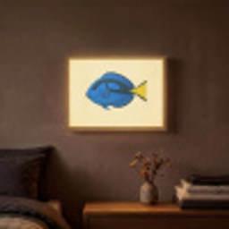 Blauw - Dory - Vis - Staartvin Light Box met batterij (Wandlamp) middel -sfeer4