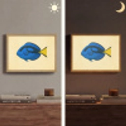 Blauw - Dory - Vis - Staartvin Light Box met batterij (Wandlamp) middel -sfeer3