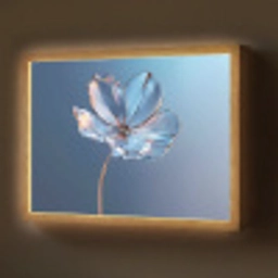 Blauw - Bloem - Glazen - Sierlijk Light Box met batterij (Wandlamp) middel -z3d_website