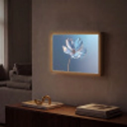 Blauw - Bloem - Glazen - Sierlijk Light Box met batterij (Wandlamp) middel -sfeer1