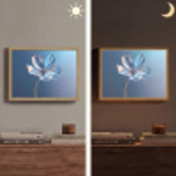 Blauw - Bloem - Glazen - Sierlijk Light Box met batterij (Wandlamp) middel -sfeer3