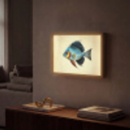 Blauw - Kieuwen - Vis - Illustratie Light Box met batterij (Wandlamp) middel -sfeer1