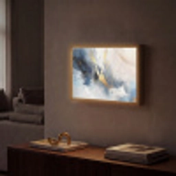 Blauw - Modern - Marmer - Abstract - Goud Light Box met batterij (Wandlamp) middel -sfeer1