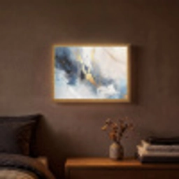 Blauw - Modern - Marmer - Abstract - Goud Light Box met batterij (Wandlamp) middel -sfeer4