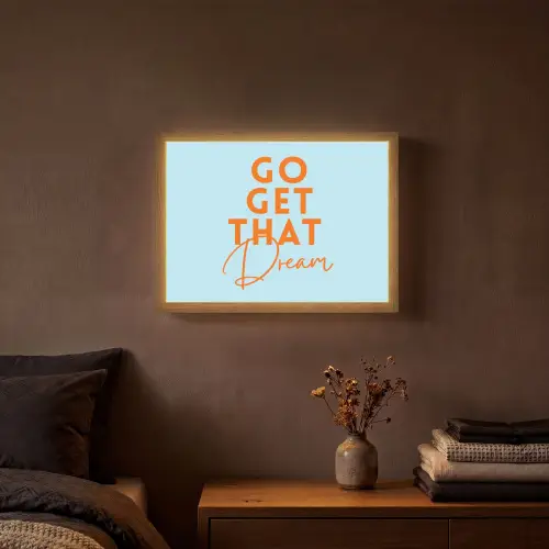 Blauw - Oranje - Tekst Light Box met batterij (Wandlamp) middel -sfeer4
