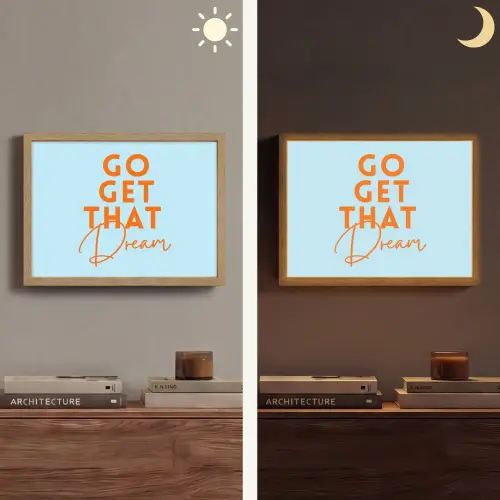 Blauw - Oranje - Tekst Light Box met batterij (Wandlamp) middel -sfeer3