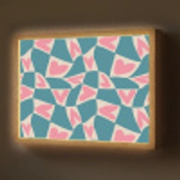 Blauw - Vlakken - Patroon - Hartjes Light Box met batterij (Wandlamp) middel 907 -z3d_website