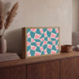 Blauw - Vlakken - Patroon - Hartjes Light Box met batterij (Wandlamp) middel 907 -sfeer2