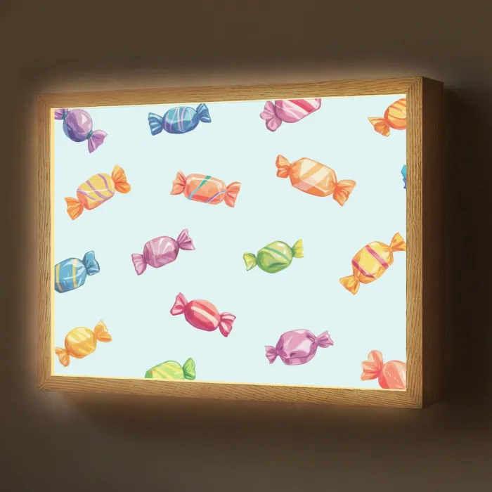 Blauw - Patroon - Snoep Light Box met batterij (Wandlamp) middel -z3d_website
