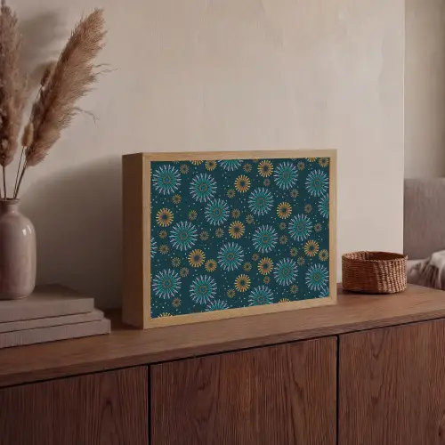Blauw - Patroon - Retro Light Box met batterij (Wandlamp) middel 907 -sfeer2
