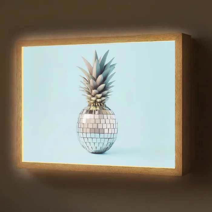 Blauw - Ananas - Disco - Discobal Light Box met batterij (Wandlamp) middel -z3d_website