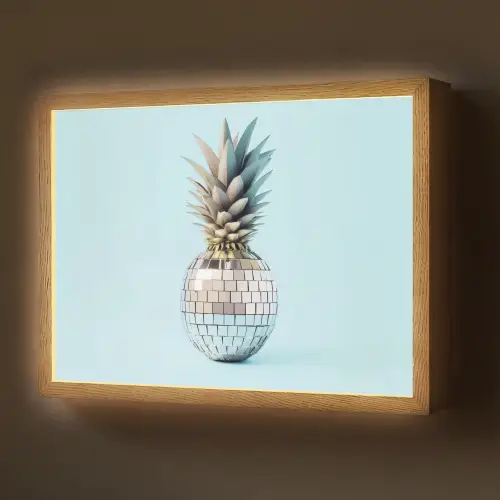 Blauw - Ananas - Disco - Discobal Light Box met batterij (Wandlamp) middel -z3d_website