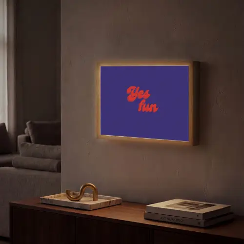 Blauw - Rood - Yes fun - 3D Light Box met batterij (Wandlamp) middel -sfeer1
