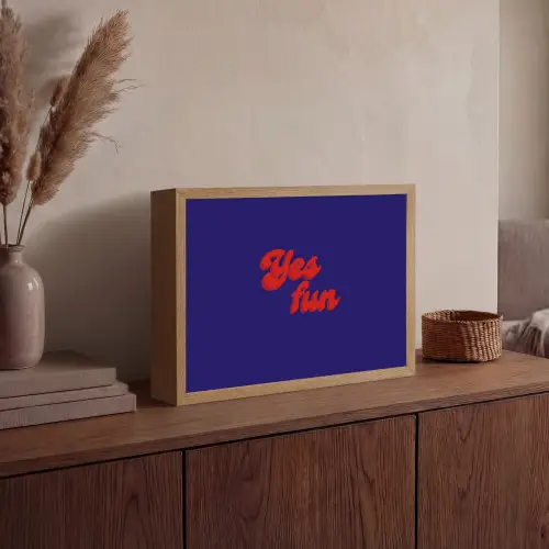 Blauw - Rood - Yes fun - 3D Light Box met batterij (Wandlamp) middel -sfeer2