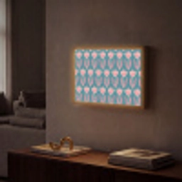 Blauw - Retro - Patroon - Hartjes Light Box met batterij (Wandlamp) middel 907 -sfeer1