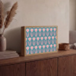 Blauw - Retro - Patroon - Hartjes Light Box met batterij (Wandlamp) middel 907 -sfeer2