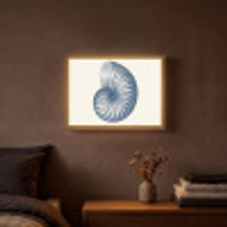 Blauw - Schelp - Spiraal Light Box met batterij (Wandlamp) middel -sfeer4