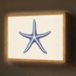 Blauwe zeester - Minimalistisch - Beige Light Box met batterij (Wandlamp) middel -z3d_website