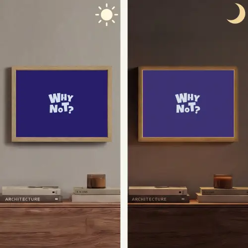 Blauw - Why not - Minimalistisch Light Box met batterij (Wandlamp) middel -sfeer3