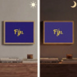 Blauw - Geel - Fijn Light Box met batterij (Wandlamp) middel -sfeer3